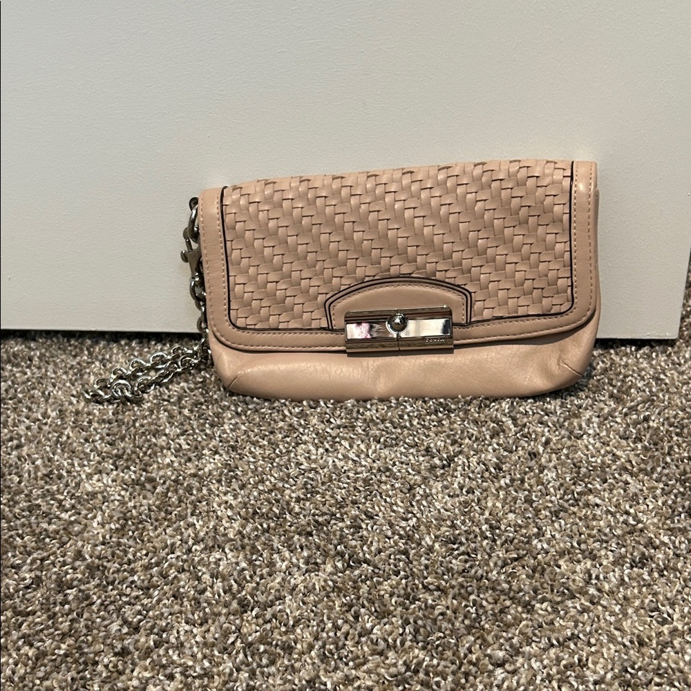 Coach Tan Woven Wristlet